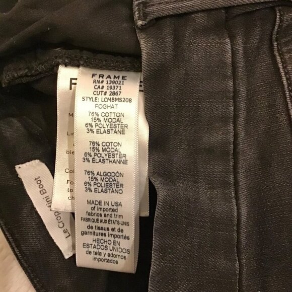 FRAME 24 Le Crop Mini Boot Women’s Jeans Faded Black Frayed Hems Stretch - Picture 9 of 11